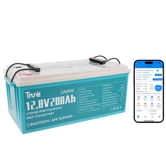 12V 200Ah Lithium Battery with 230A Smart BMS Self Heating LiFePO4 Battery 8000+ Deep Cycle Battery r Low Temp. Protection for RV, Solar, Marine, Camping, Off Grid Applications